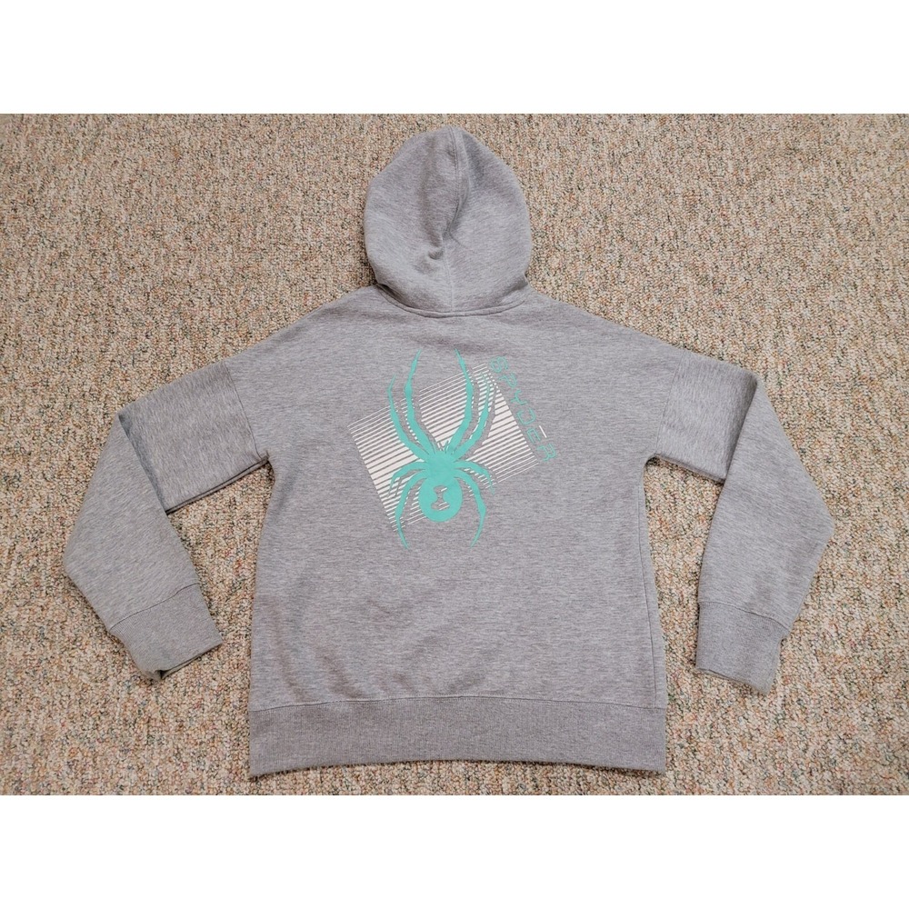 Spyder Hoodie Womens Large Grey Pullover Graphic Logo Sweatshirt SPFFB585-050